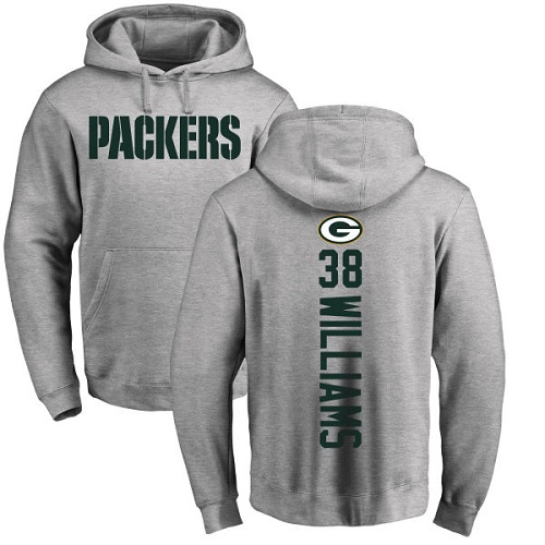 Men Green Bay Packers Ash 38 Williams Tramon Backer Nike NFL Pullover Hoodie Sweatshirts
